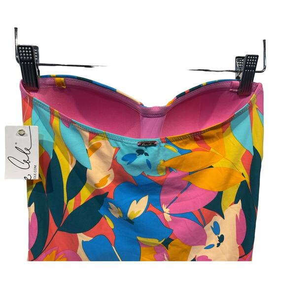 ANNE COLE WOMENS XS TANKINI STRAPLESS PLUMERIA TWIST SHIRRED PLUMERIA NO STRAPS - Picture 5 of 10